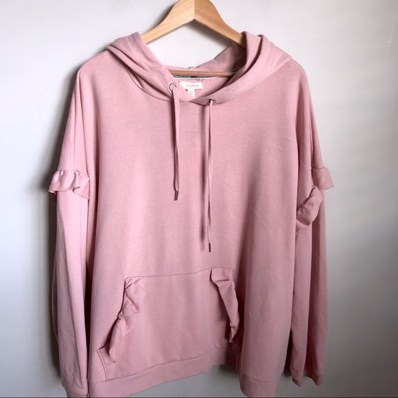 Cupio Tops - Cupio blush pullover hoodie w/ ruffles, NWT, 3X